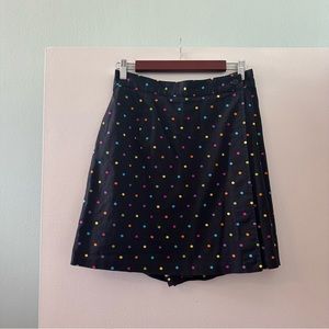 Vintage BRIGGS New York black & neon rainbow polka dot wrap skort shorts/skirt